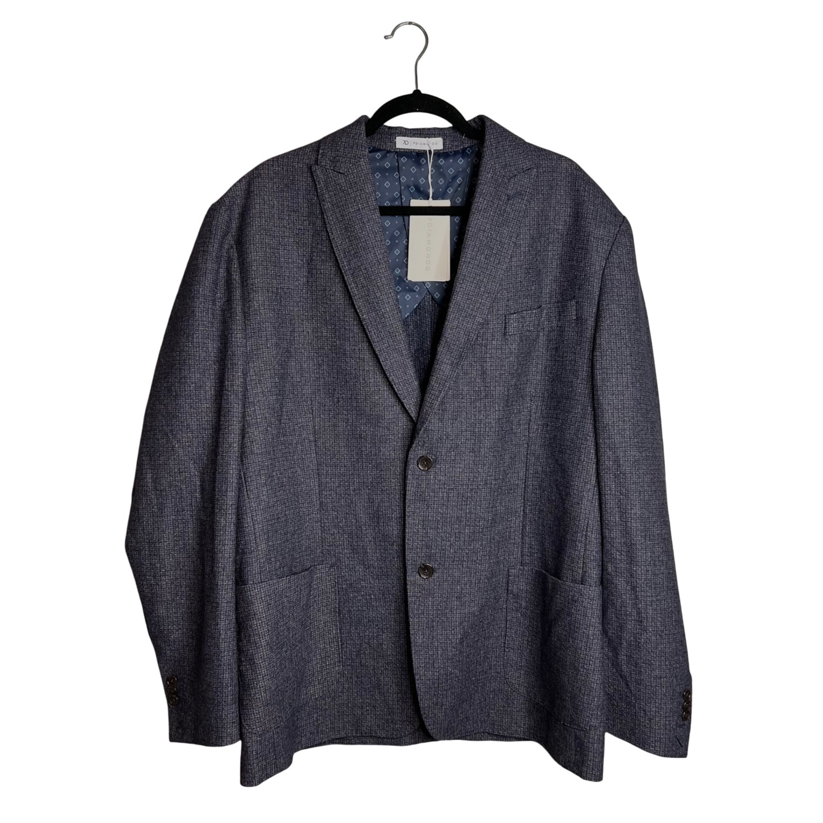 7 Diamonds Mens Wool Blend Blazer Jacket Size Xxl Navy Blue Textured Office Nwt